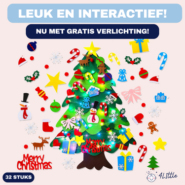 Vilt Kerstboom | DIY Kerstdecoratie met 32 Ornamenten & Verlichting, 3+ – Creëer Magische Kerstherinneringen 0